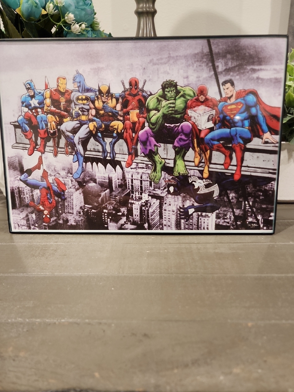 Superhero Gang Framed Art Print - Colorful Comic Characters 8x10